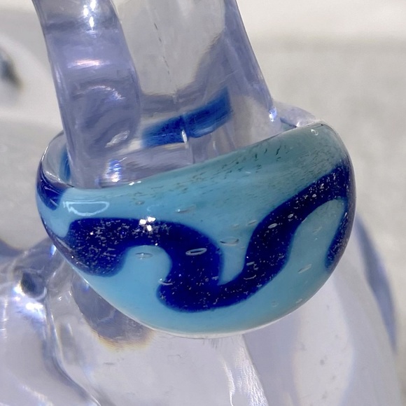 Vintage Art Glass Handmade Blue Band Ring - Picture 6 of 11